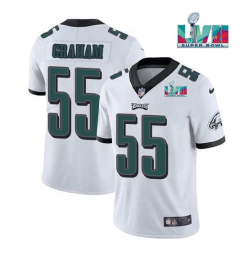 Men's White Philadelphia Eagles #55 Brandon Graham Super Bowl LVII Patch Vapor Untouchable Limited Stitched